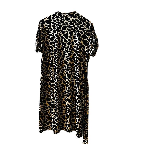 En Focus Studio Leopard Print Short Sleeve Dress Size 16W NWT Brown Cream - Picture 2 of 6